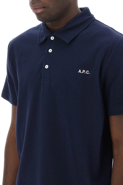 Shop Apc A.p.c. Carter Polo Shirt With Logo Embroidery Men In Blue