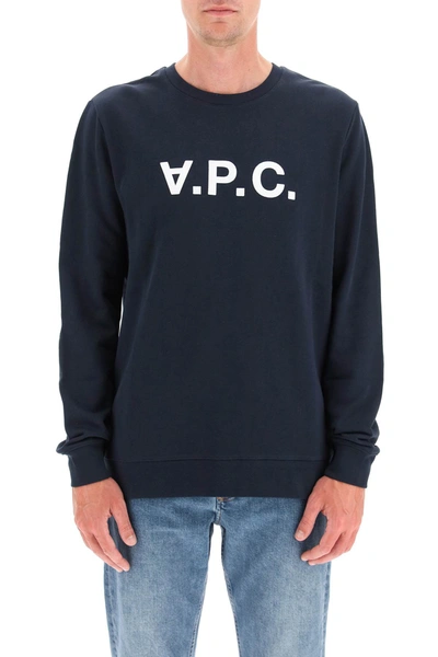 Shop A.p.c. Flock V.p.c. Logo Sweatshirt Men In Blue