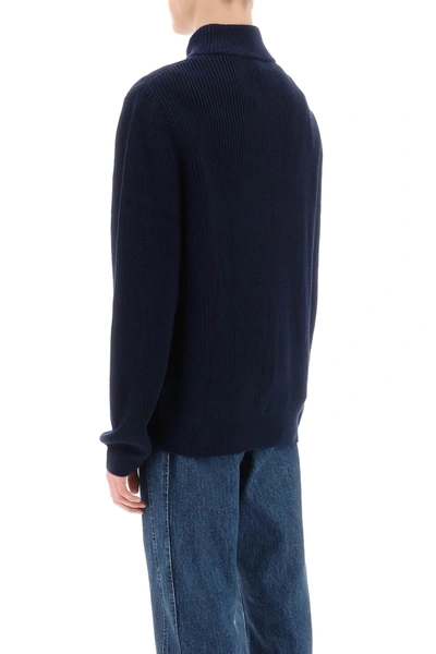Shop Apc A.p.c. Sweater With Partial Zipper Placket Men In Blue