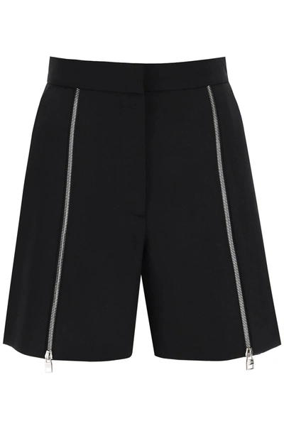 Shop Alexander Mcqueen Grain De Poudre Zipped Shorts Women In Black