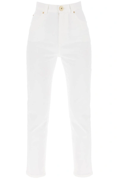 Shop Balmain High-waisted Slim Jeans Women In White