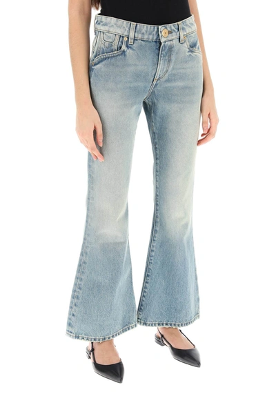 Shop Balmain Western-style Crop Bootcut Jeans Women In Blue