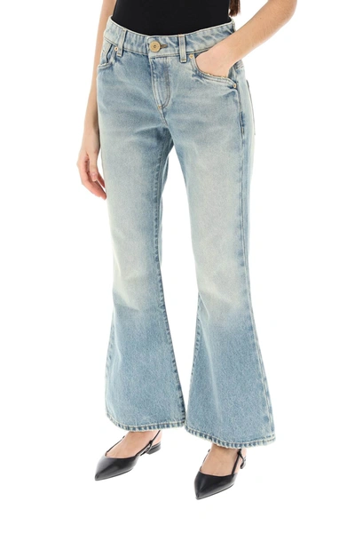 Shop Balmain Western-style Crop Bootcut Jeans Women In Blue