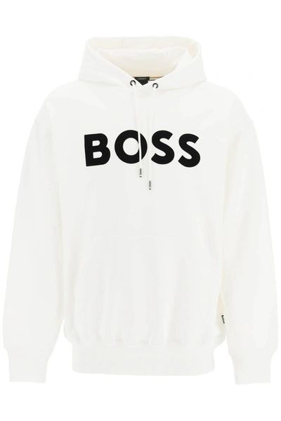 Shop Hugo Boss Boss 'sullivan' Logo Hoodie Men In White