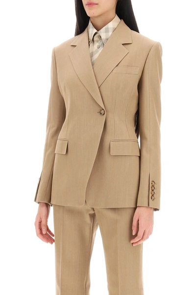 Shop Burberry Claudete Double-breasted Jacket Women In Cream