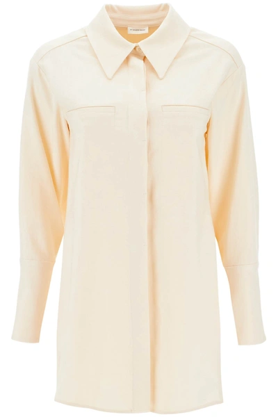 Shop By Malene Birger 'mallega' Long Overshirt Women In Cream