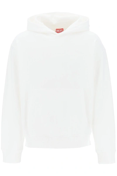 Shop Diesel 's-macs-hood-megoval' Hoodie With Logo Embroidery Men In White