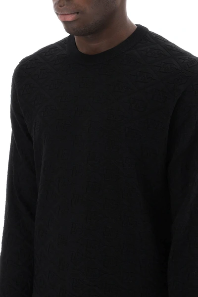 Shop Dolce & Gabbana Dg Jacquard Silk Sweater Men In Black