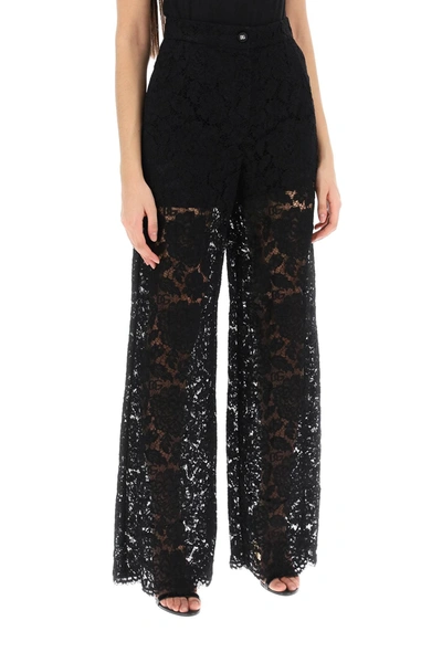 Shop Dolce & Gabbana Lace Pants Women In Black