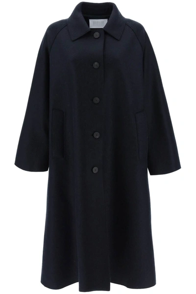 Shop Harris Wharf London Balmacaan Coat In Pressed Wool Women In Blue