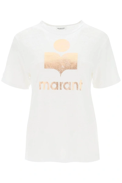 Shop Isabel Marant Étoile Isabel Marant Etoile Zewel T-shirt With Metallic Logo Print Women In White