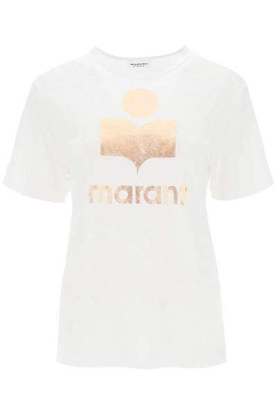 Isabel Marant Étoile Isabel Marant Etoile Zewel T-shirt With Metallic Logo Print In White