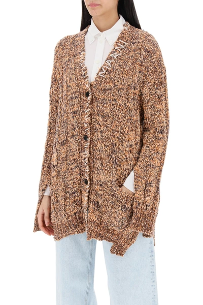 Shop Marni Mouliné Cardigan With Embroideries Women In Multicolor