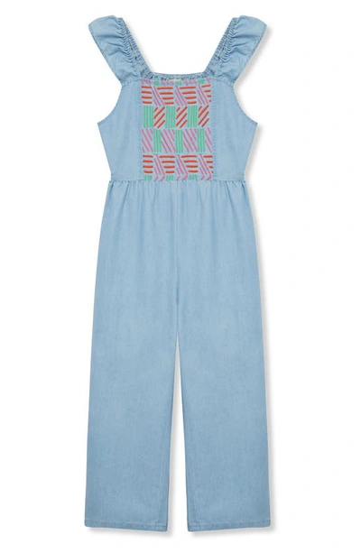 Shop Peek Aren't You Curious Kids' Embroidered Jumpsuit In Light Stone