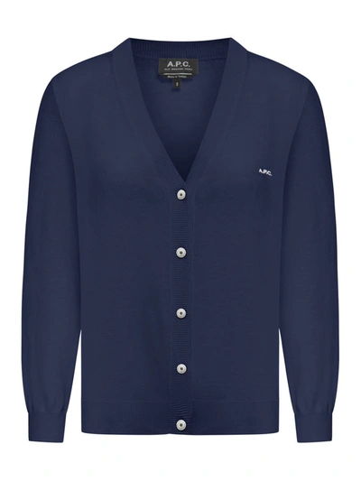 Shop Apc A.p.c. Cardigan Sweater In Blue