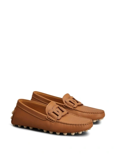 Shop Tod's Gommini Leather Driving Shoes In Leather Brown