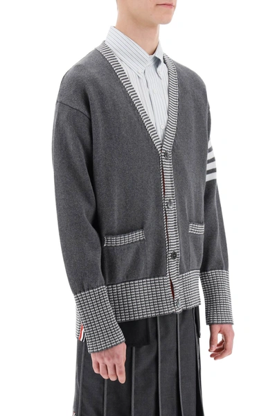 Shop Thom Browne Cotton Cardigan With Hector Intarsia Men In Gray