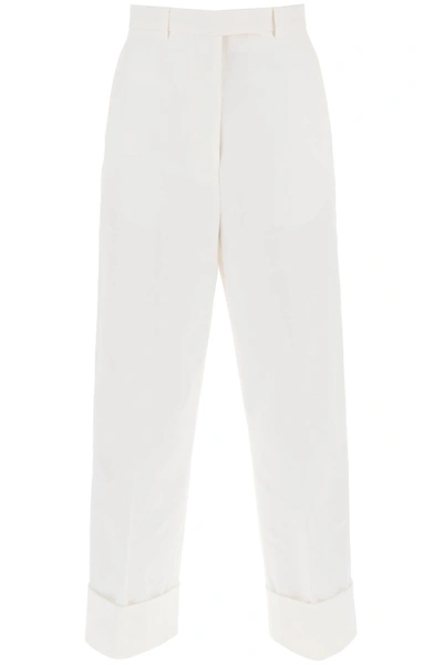Shop Thom Browne Cropped Wide Leg Jeans Women In White