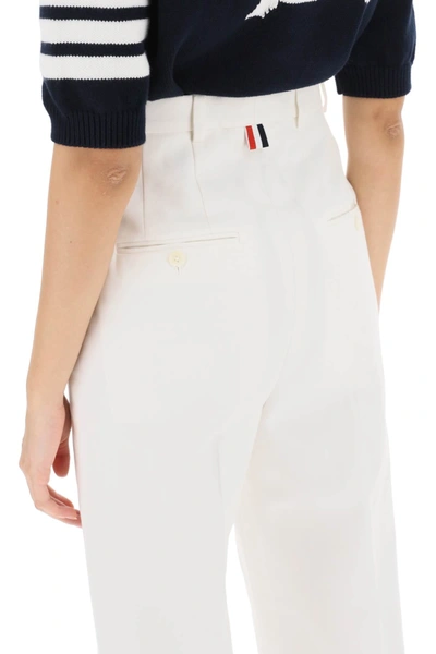 Shop Thom Browne Cropped Wide Leg Jeans Women In White
