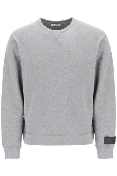 Shop Valentino Garavani Melange Cotton Sweatshirt Men In Gray