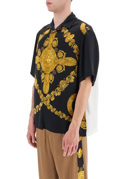 Shop Versace Mascher Baroque Satin Polo Shirt Men In Multicolor