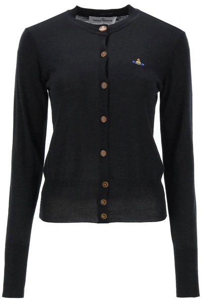 Shop Vivienne Westwood Bea Cardigan With Embroidered Logo Women In Black