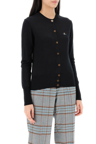 Shop Vivienne Westwood Bea Cardigan With Embroidered Logo Women In Black