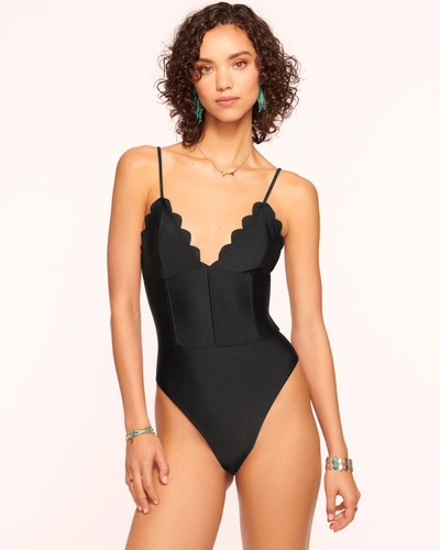 Shop Ramy Brook Mikayla Scalloped One Piece Swimsuit In Black