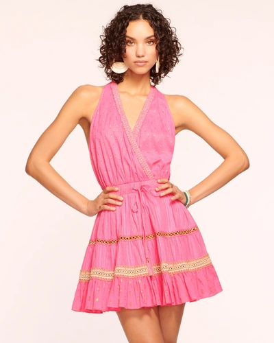Shop Ramy Brook Freyja Lurex Coverup Mini Dress In Pink Lurex