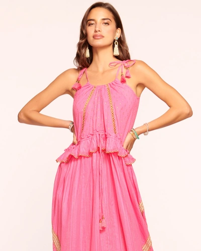 Shop Ramy Brook Alma Embellished Coverup Maxi Dress In Pink Lurex