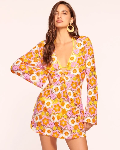 Shop Ramy Brook Analia Crochet Floral Coverup Dress In Citrine Daisy