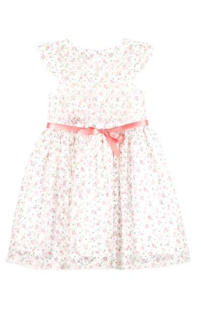 Shop Zunie Kids' Flutter Sleeve Flower Lace Dress In Ivory