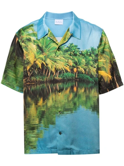 Shop Blue Sky Inn Printed Viscose Shirt In Multicolour