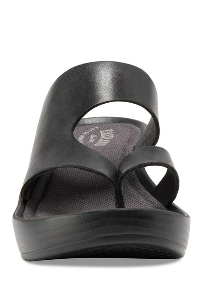 Eastland Laurel Leather Memory Foam Flip-flop Wedge Sandal In Black