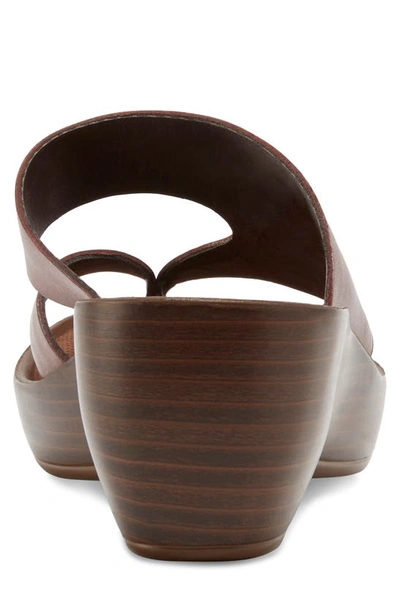 Eastland Laurel Leather Flip-flop Wedge Sandal In Mahogany