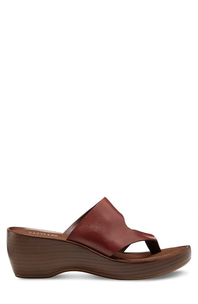 Eastland Laurel Leather Flip-flop Wedge Sandal In Mahogany