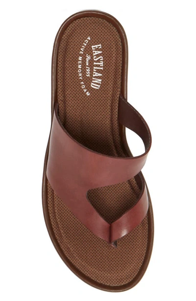 Eastland Laurel Leather Flip-flop Wedge Sandal In Mahogany