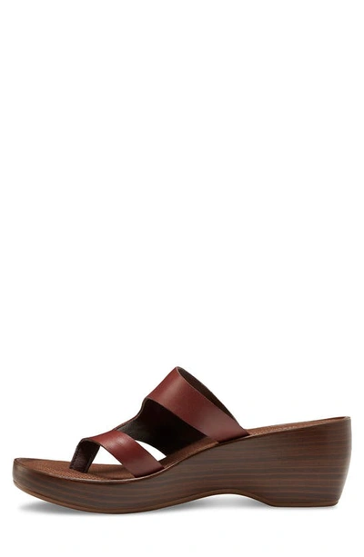 Eastland Laurel Leather Flip-flop Wedge Sandal In Mahogany