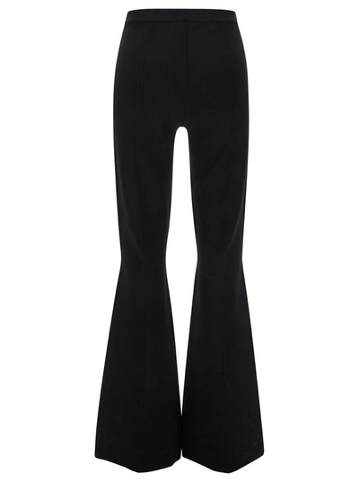 Shop Theory Black Flared Pants With Button Closure In Viscose Blend Woman