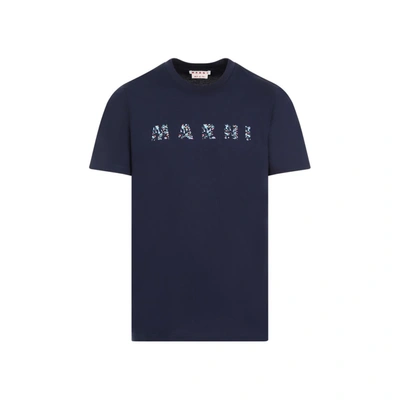 Shop Marni Cotton T-shirt Tshirt In Blue