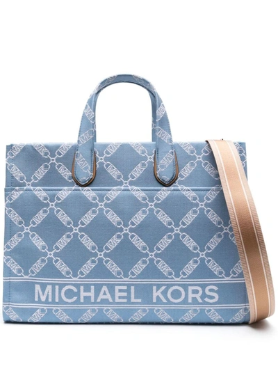 Shop Michael Michael Kors Michael Kors Gigi Tote Bag In Clear Blue