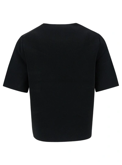 Shop Theory Black T-shirt With U Neckline In Viscose Blend Woman