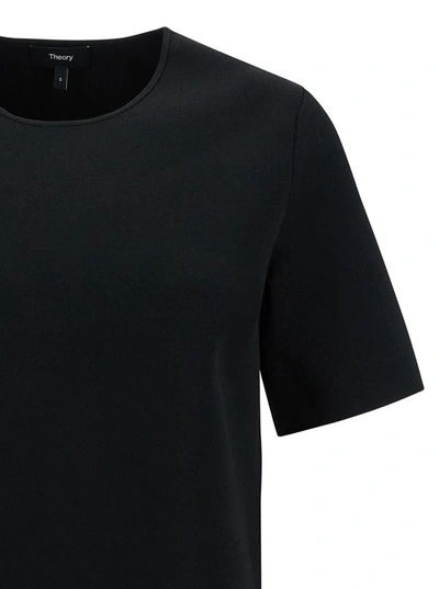 Shop Theory Black T-shirt With U Neckline In Viscose Blend Woman