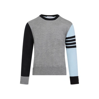Shop Thom Browne Fun Mix Classic Crewneck Pullover Sweater In Blue