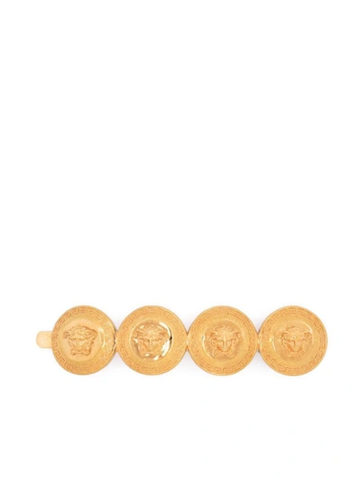 Shop Versace Medusa Tribute Hair Clip In Golden