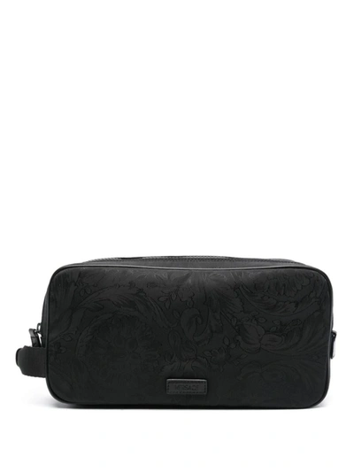Shop Versace Nylon Beauty-case In Black