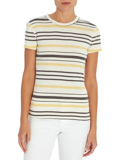 Shop Three Dots Womens Striped Crewneck Top In Yellow