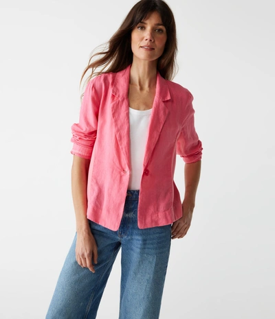 Shop Michael Stars Pearson Linen Blazer In Flamingo