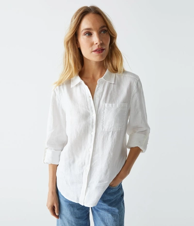 Shop Michael Stars Spencer Linen Button Down Top In White