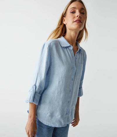 Shop Michael Stars Spencer Linen Button Down Top In Water